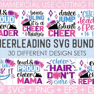 Cheerleading Svg Bundle, Cheer, Cheer Team, Cheer Squad, Cute, Mom, Coach, Funny, Svg Eps Dxf Png Files for Cutting Machines Cameo Cricut