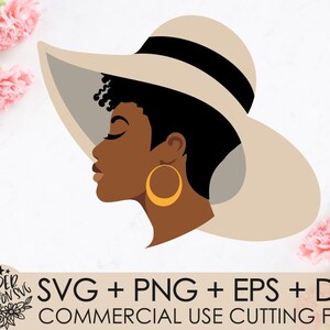 Summer Hat Lolita Svg,Black Woman African American Svg,Black Woman Svg , Clipart, Hair Svg, Afro Hair Svg, Cut files