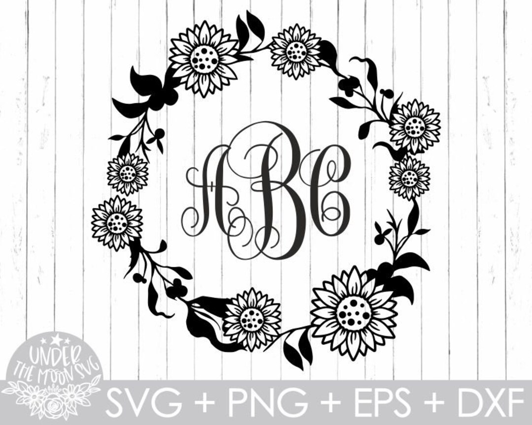 Flower Monogram Frame SVG Circle Rose Monogram SVG Floral Wreath Baby ...