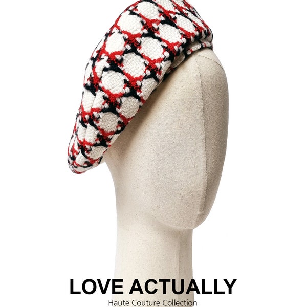 Love Actually Passion of Love Haute Couture Tweed Beret, England Wool100%