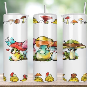 20 oz Skinny Tumbler Sublimation, mushroom Tumbler, magic mushroom Sublimation Tumbler, Straight&Tapered, mushroom cup, mushroom gift
