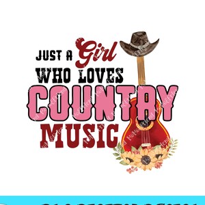 Retro Just a Girl Who Loves Country Music Png Sublimation Downloads for DIY Crafts and Apparel | Instant Digital Download