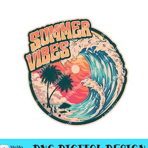 Vintage Sublimation Png, Summer Vibes Png Design, Retro Sublimation, Retro Png, Retro Design, Png Clipart Designs, DTG Printing, Beach