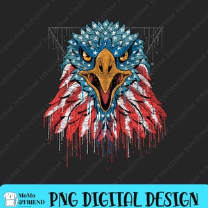 Patriotic American Eagle, Retro Sublimations, Vintage Sublimations, Shirt Design, Sublimation Downloads, Png, Clipart, Retro 4th July png