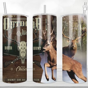Outdoor wild Sublimation Skinny Tumbler Design, deer hunt Straight & Tapered Sublimation Wrap Design, Tumbler PNG, Template