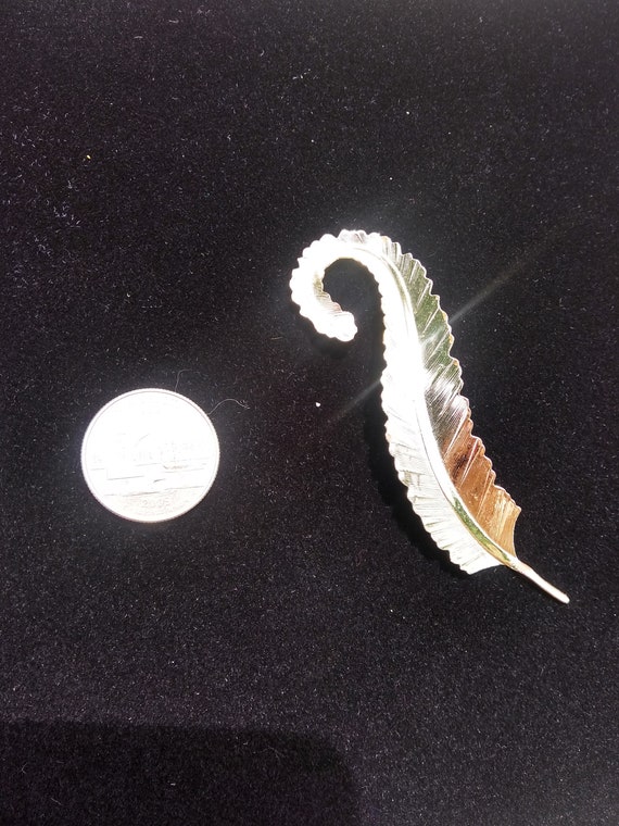 Vintage Silver Feather Brooch