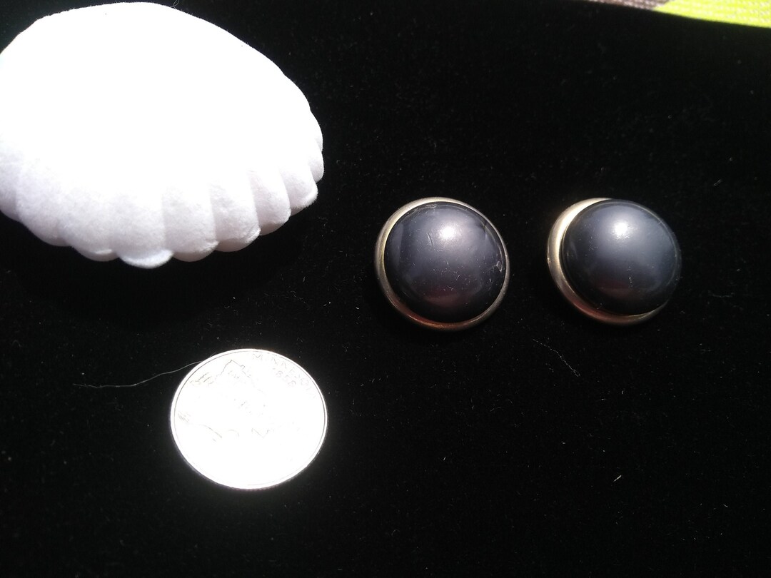 Vintage Faux Black Pearl Clipon Earrings Etsy