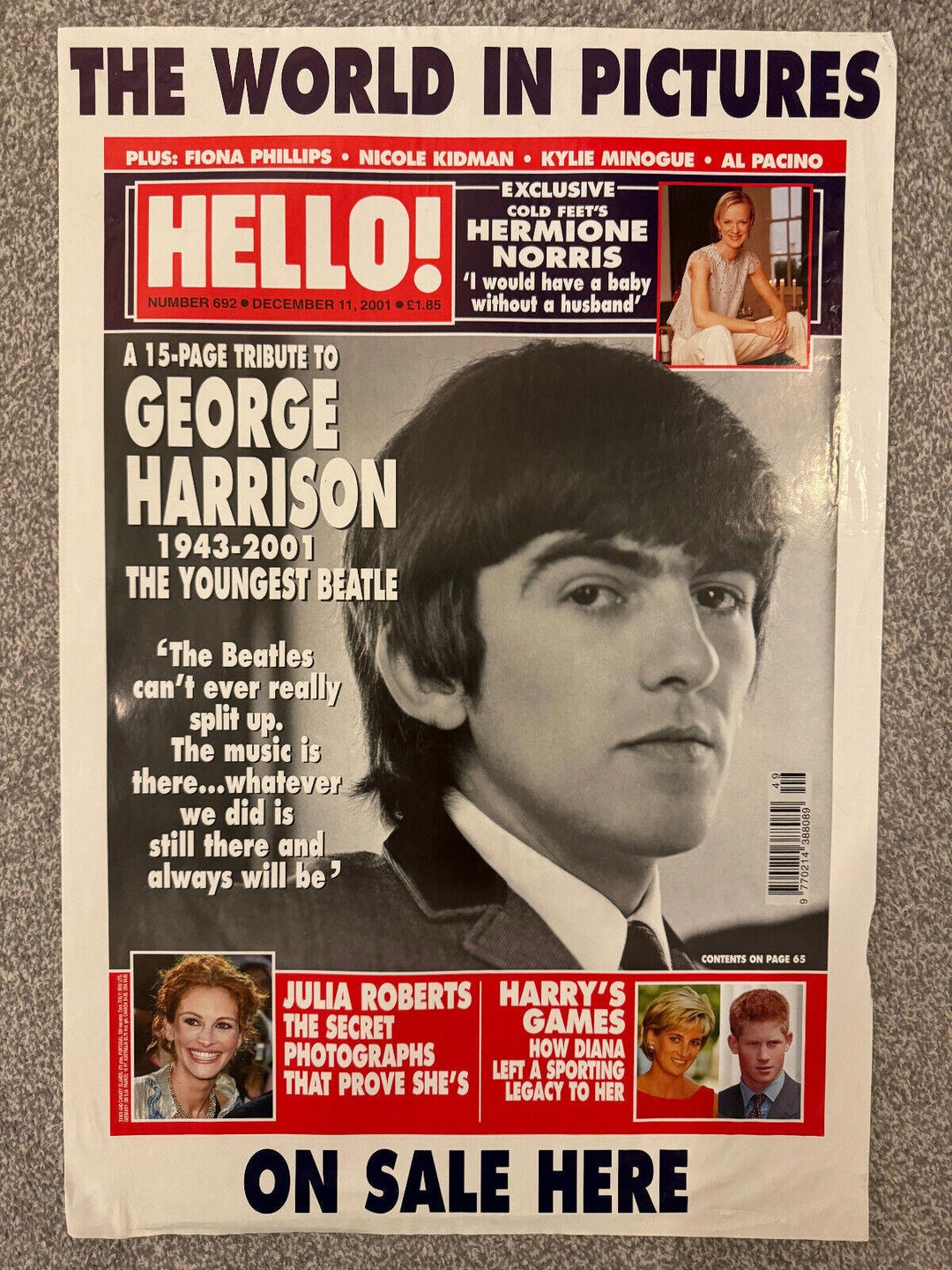 Original 2001 Hello Magazine Billboard Poster George Harrison/the ...