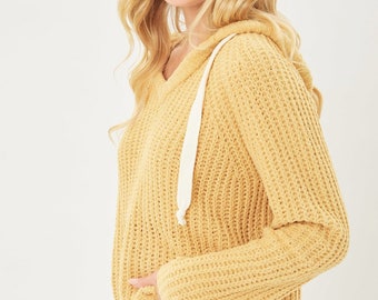 Hooded Pullover Sweater With Drawstring 