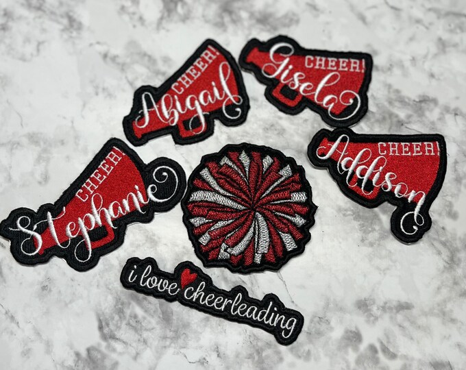 Cheerleading Mega Phone With Name Iron on Patch Cheerleaders Gifts