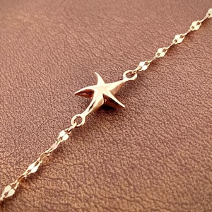 14 kt massief gouden zeesterarmband / armband voor dames / gouden armband / 1,60 mm brede sterketting / 1,02 gram gouden boemerangzeesterarmband