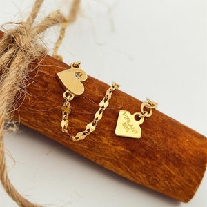 14K Solid Gold Heart Bracelet / Gift For Her/ Golden Bracelet/ 1.60 mm Width Heart Bracelet / 0.78 Gram Gold Heart Bracelets