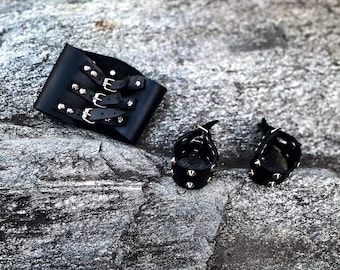 Studded Black Leather Arm Band Set - Fallout NV Inspired