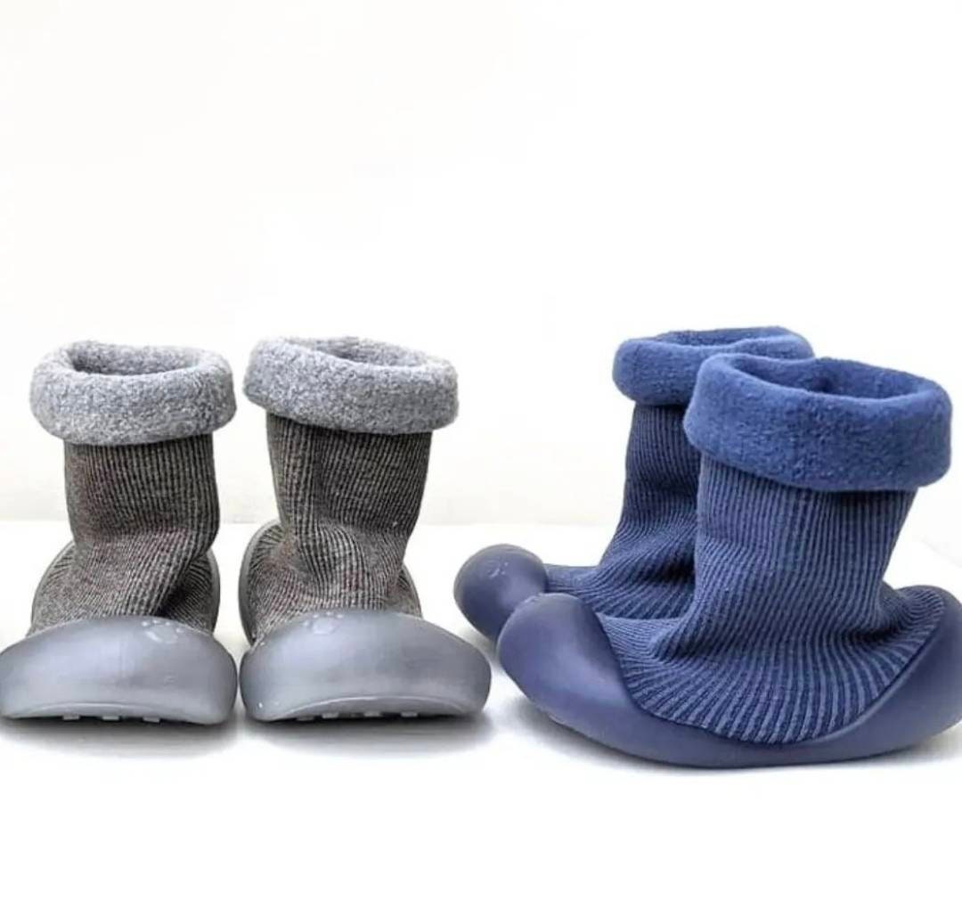 Warm Knitted Sock Baby Toddler Booties Rubber Grip Non Slip Etsy