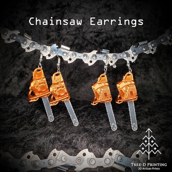 Miniature 3D Chainsaw Earrings