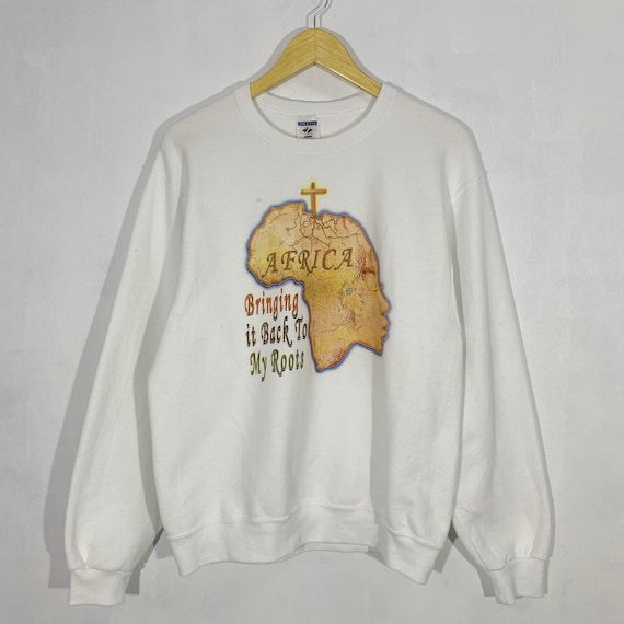 Vintage 90s Africa Sweatshirt Africa Continent Crewneck Africa