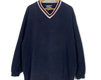 Vintage 90s LL Bean sweatshirt LL Bean crewneck Ll Bean Russell sweater Russell V Neck Size L oversized Blue