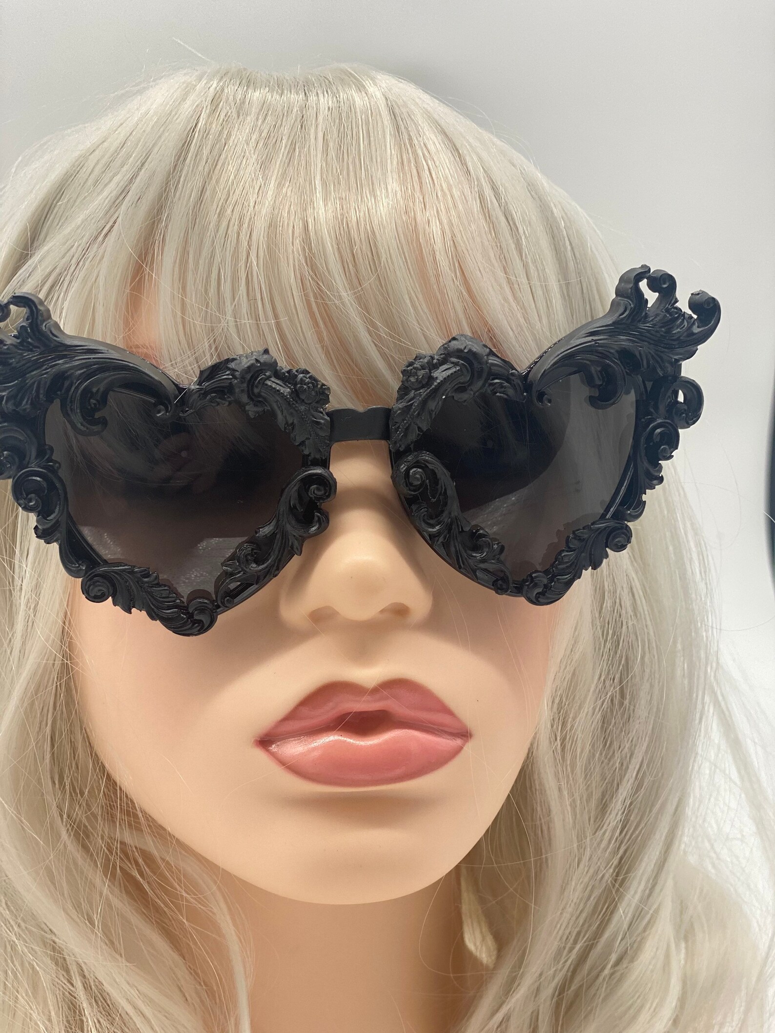 FLOWER SUNGLASSES GOTH Sunglasses Black Heart Edwardian Etsy