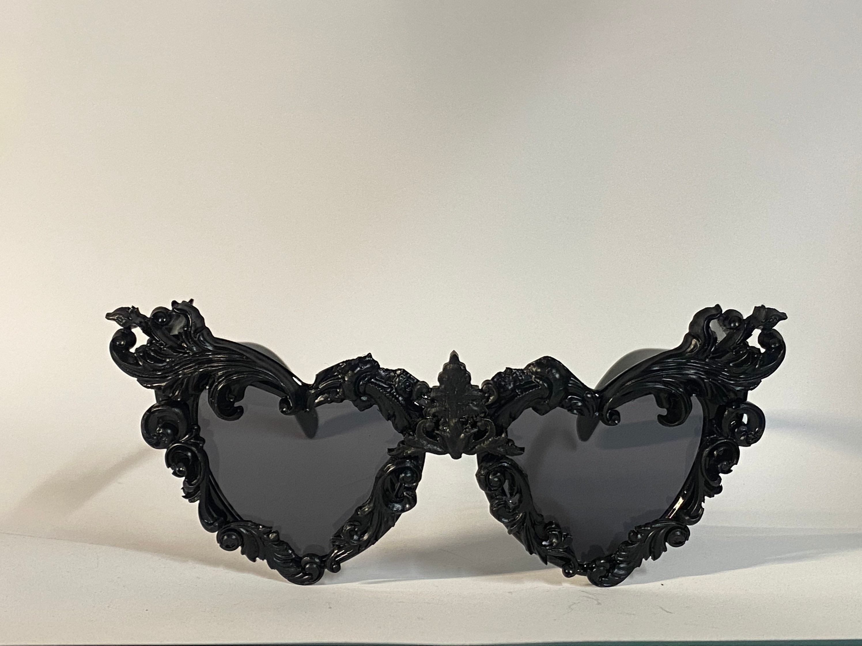 FLOWER SUNGLASSES GOTH Sunglasses Black Heart Edwardian Etsy