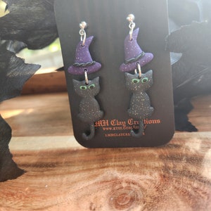 Polymer Clay Earrings | Witchy Kitties