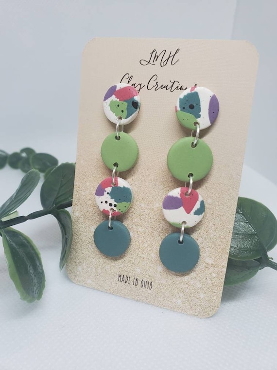 Polymer Clay Earrings Paint Splattered Mini Dangles