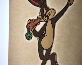 Vtg 1970s ROACH Iron On Transfer - 10" Tall Bugs Bunny Looney Tunes Cartoon NOS