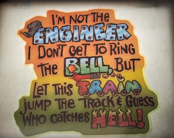 Vtg 1980 ROACH Iron On Transfer - Train Jump the Tracks - Glitter 10" NOS