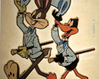 Vtg 1970s ROACH Iron On Transfer - Bugs Bunny, Daffy Duck, On With the Show NOS