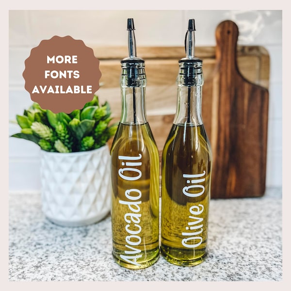 Custom Oil and Vinegar Bottle Labels | Olive and Avocado Oil Labels | Jar Labels | Pantry Labels | Kitchen Oil Labels | Pantry Organization