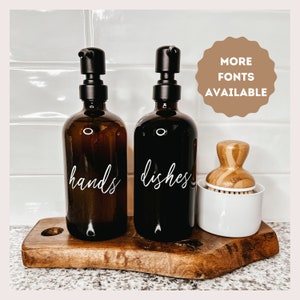 Hands and Dishes Soap Dispenser Labels | Custom Decals For Kitchen and Bathroom Labels | Soap Dish Shampoo Conditioner Label | Honeybee Neat