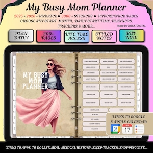 Busy Mom Digital Planner Bundle: 2025-2026 + Undated, Goal & Habit Tracker (iPad Goodnotes)