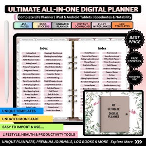 Undated Digital Life Planner: GoodNotes, iPad, Android (PDF)