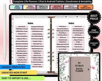 Undated Digital Life Planner: GoodNotes, iPad, Android (PDF)