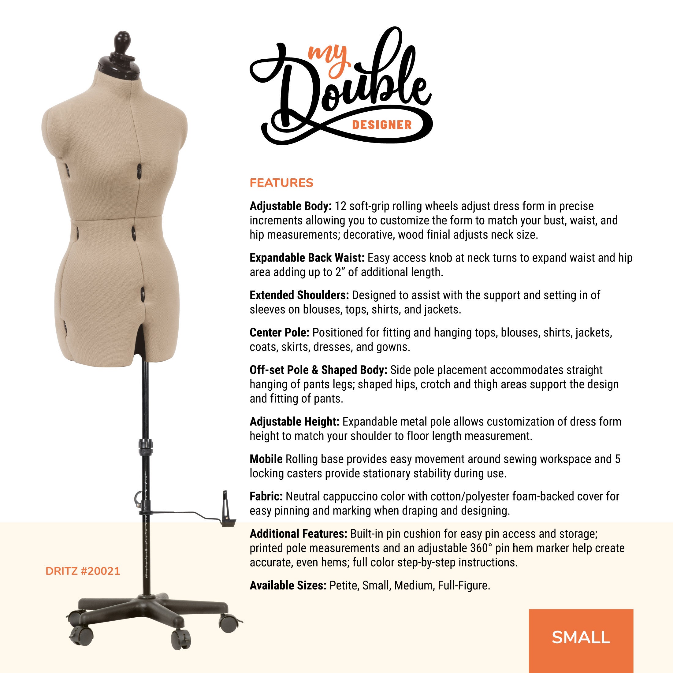 Dritz My Double Designer Adjustable Dress Form, Small Etsy