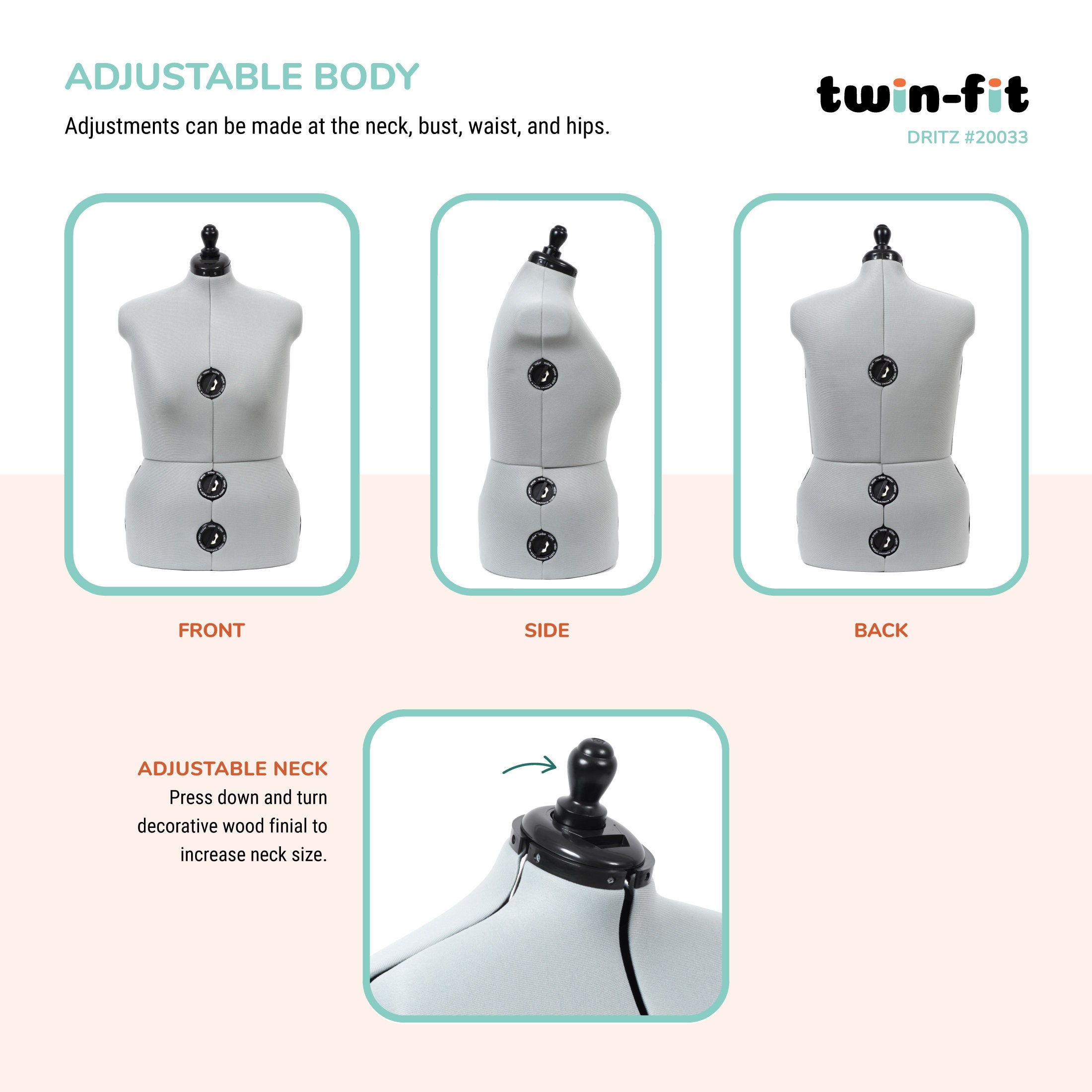 Dritz Twin-fit Adjustable Dress Form, Large - Etsy