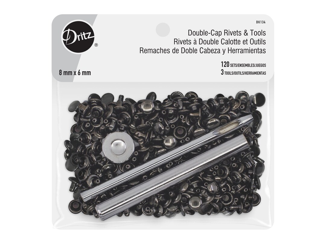 Dritz Double-Cap Rivets 8Mm Cap X 6Mm Post 24/Pkg-Nickel