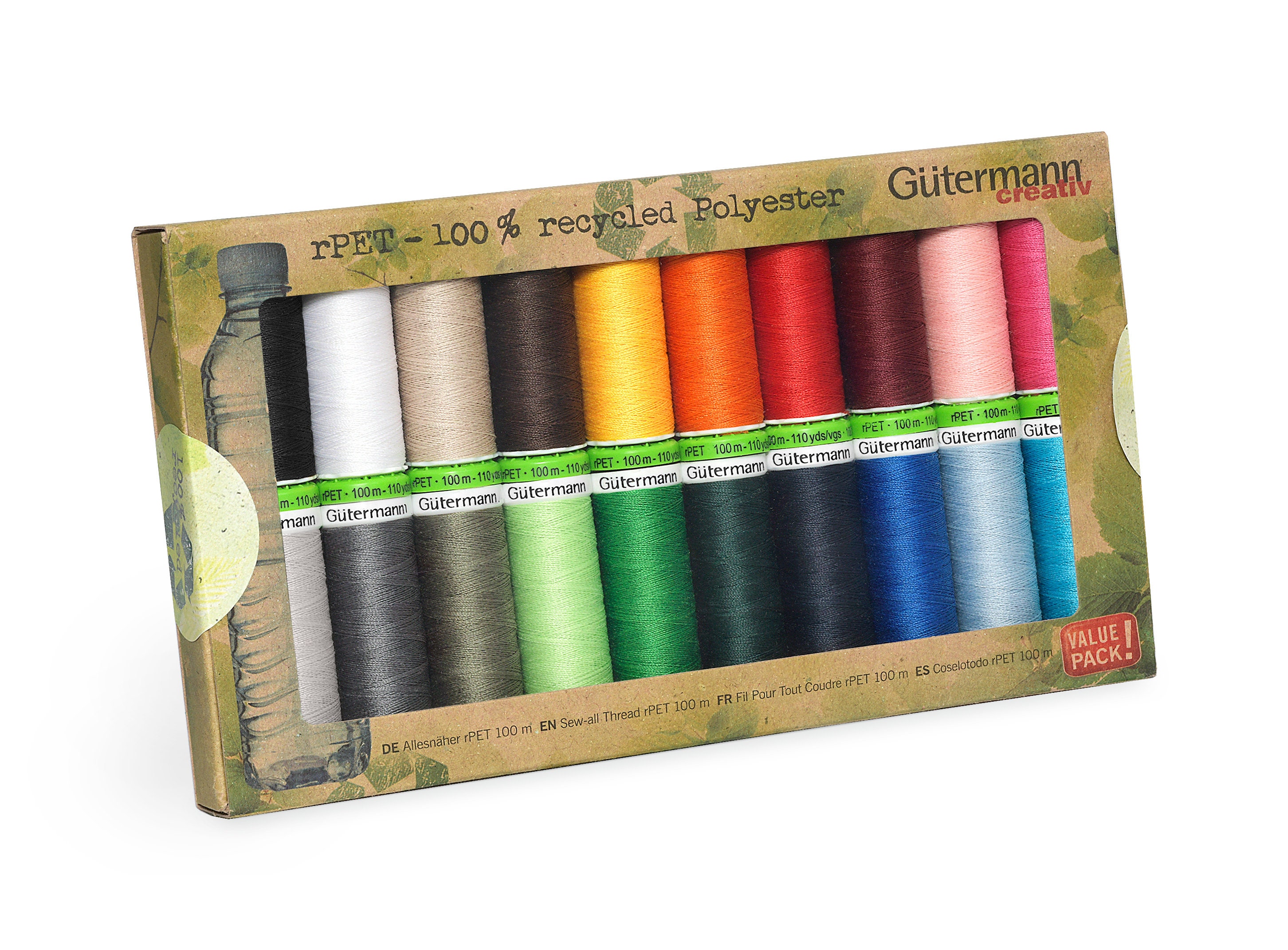 Gutermann Multicolor 100% Polyester Sewing Thread, 110 yd (26 Pieces) 