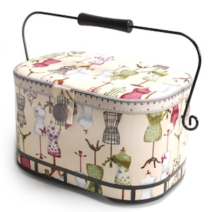Dritz Oval Sewing Basket with Metal Handle, Large