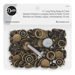Dritz 5/8&quot; Long Prong Snaps & Tools, 36 Sets, Antique brass