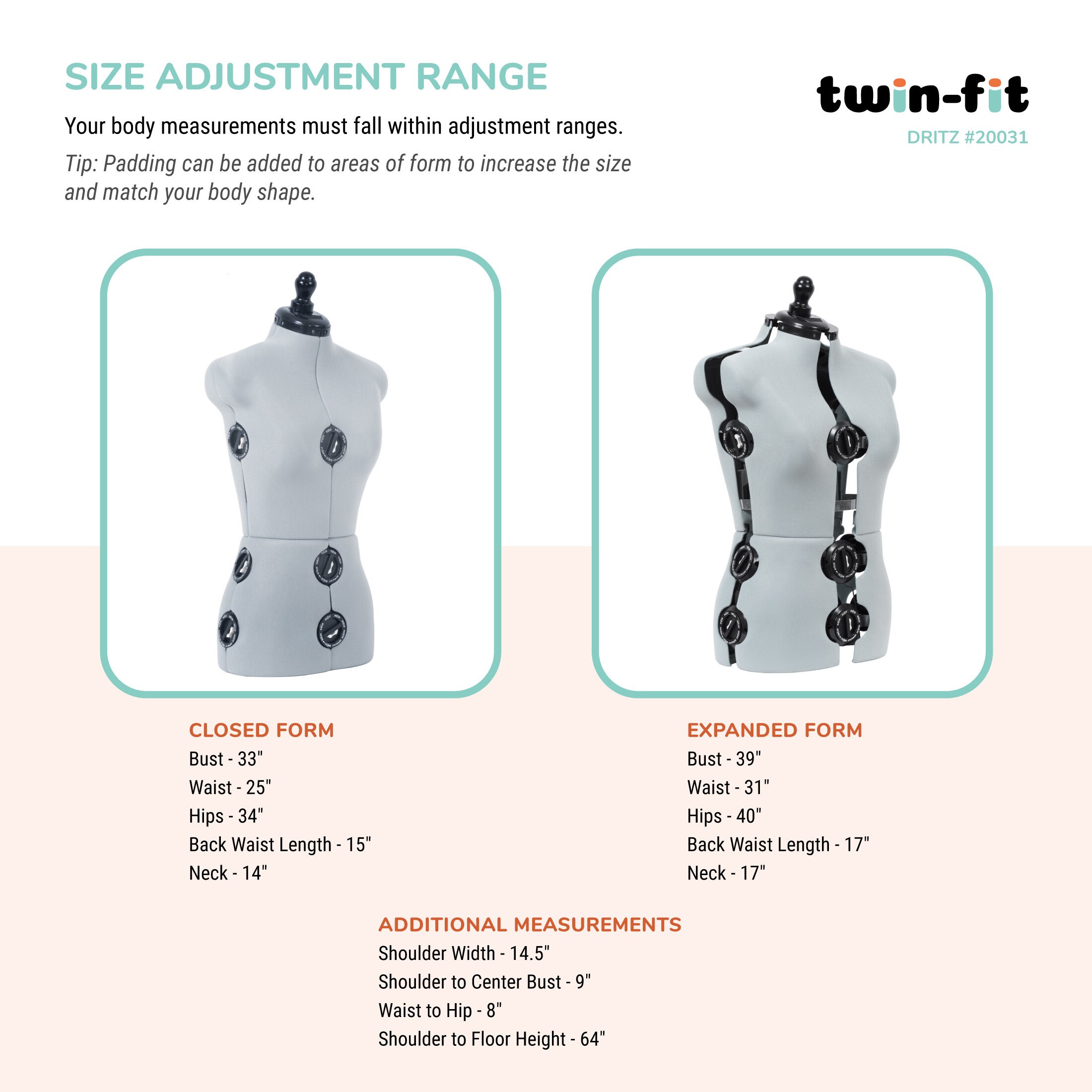 Dritz Twinfit Adjustable Dress Form Small Etsy