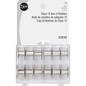 Dritz Class 15 Box of Bobbins, Clear, 12 pc