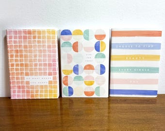 3 Pack Notebooks Notes Journal Lined Paper 80 Pages Each 5.5 x 7.95 Colorful
