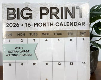 2026 Wall Calendar 11" x 10" Big Print 11 x 20 Open
