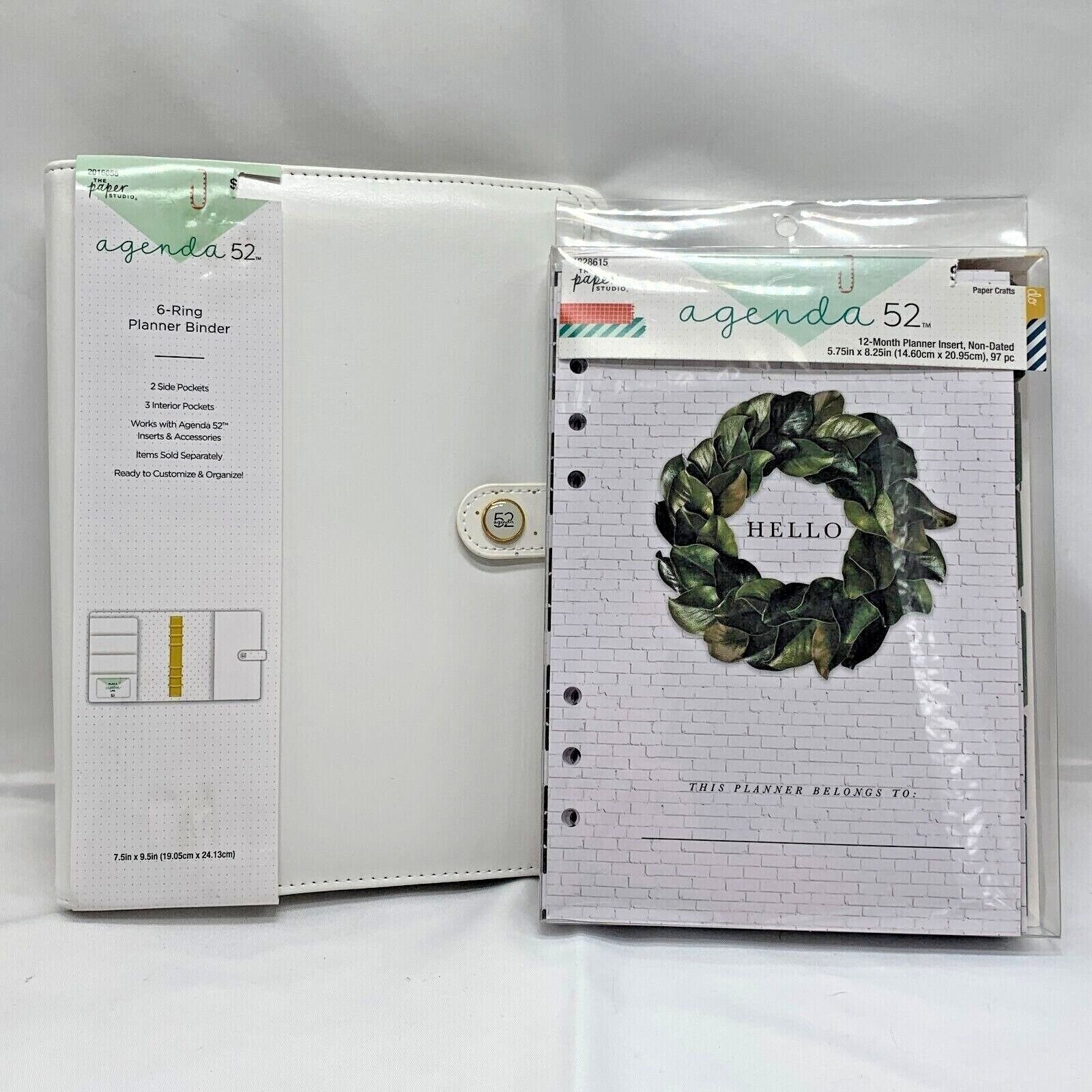 Undated Planner Monthly and Weekly Layouts Agenda 52 White Binder 