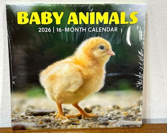 2026 Wall Calendar Baby Animals Small 5.6x5.3 Monthly Posters