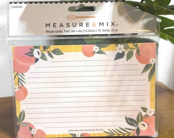 Pack of 25 Recipe Cards 4X6 Fruit Themed Peaches Strawberry Lemons