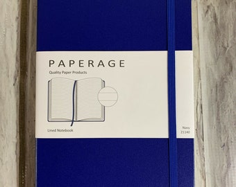 Paperage Lined Journal Notebook Hard Cover  5.7 x 8 inches Navy Blue