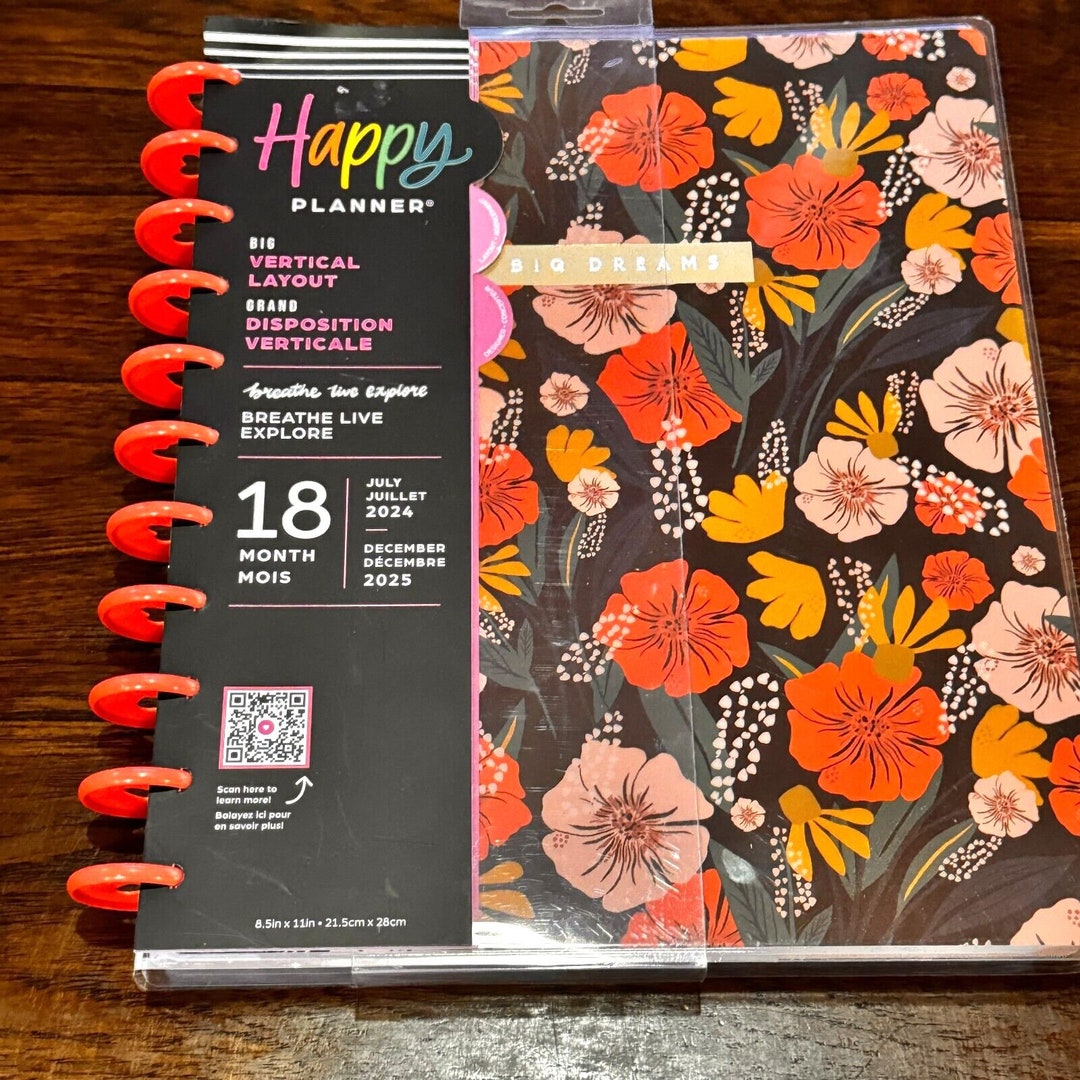 2025 Happy Planner Big Vertical Layout 8.5x11 18 Months Breathe Live