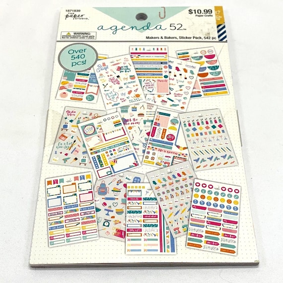 Agenda 52 Planner Stickers Makers and Bakers 542 Pieces Scrapbooking