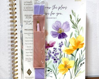 2026 Planner Monthly Weekly Layouts Spiral 8.75x11 Bookmark Pen Pocket Floral